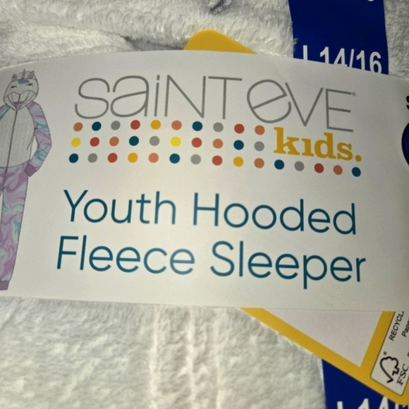 Saint Eve Kids Girl's L Unicorn Youth Hooded Fleece Sleeper NEW - Picture 2 of 9